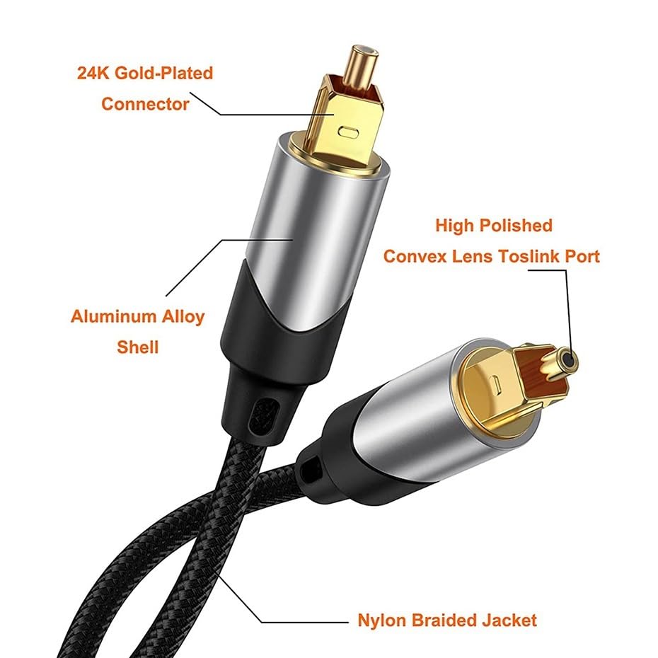 Digital Optical Audio Braided SPDIF Coaxial Cable 5.1CH HiFi Digital Audio Cable(300CM)