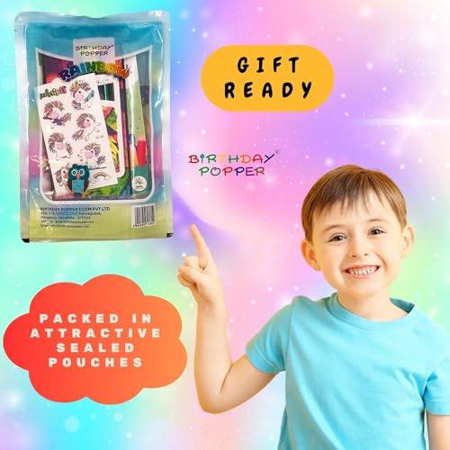 Image of Birthday Popper Rainbow Gift Pack as Birthday Return Gifts | Curated Unicorn Theme Premium Party Favor Combo Set for Colorful & Exciting Celebrations