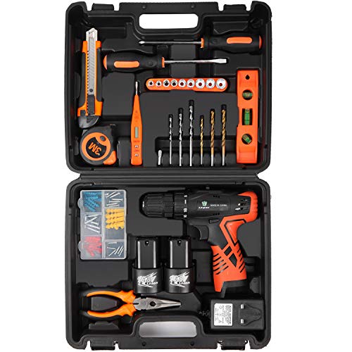LETTON Power Tools Combo Kit with 16.8V Cordless Power Drill Set and 48pcs Hand Tool Set Combo Kit in Storage Case