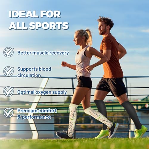 flintronic 6 Pares Calcetines de Compresion, Calcetines Compresion Running 15-20mmHg, Medias de compresion para Enfermera, Atletismo, Running, Ciclismo, Viajar 14-19in - imagen 6