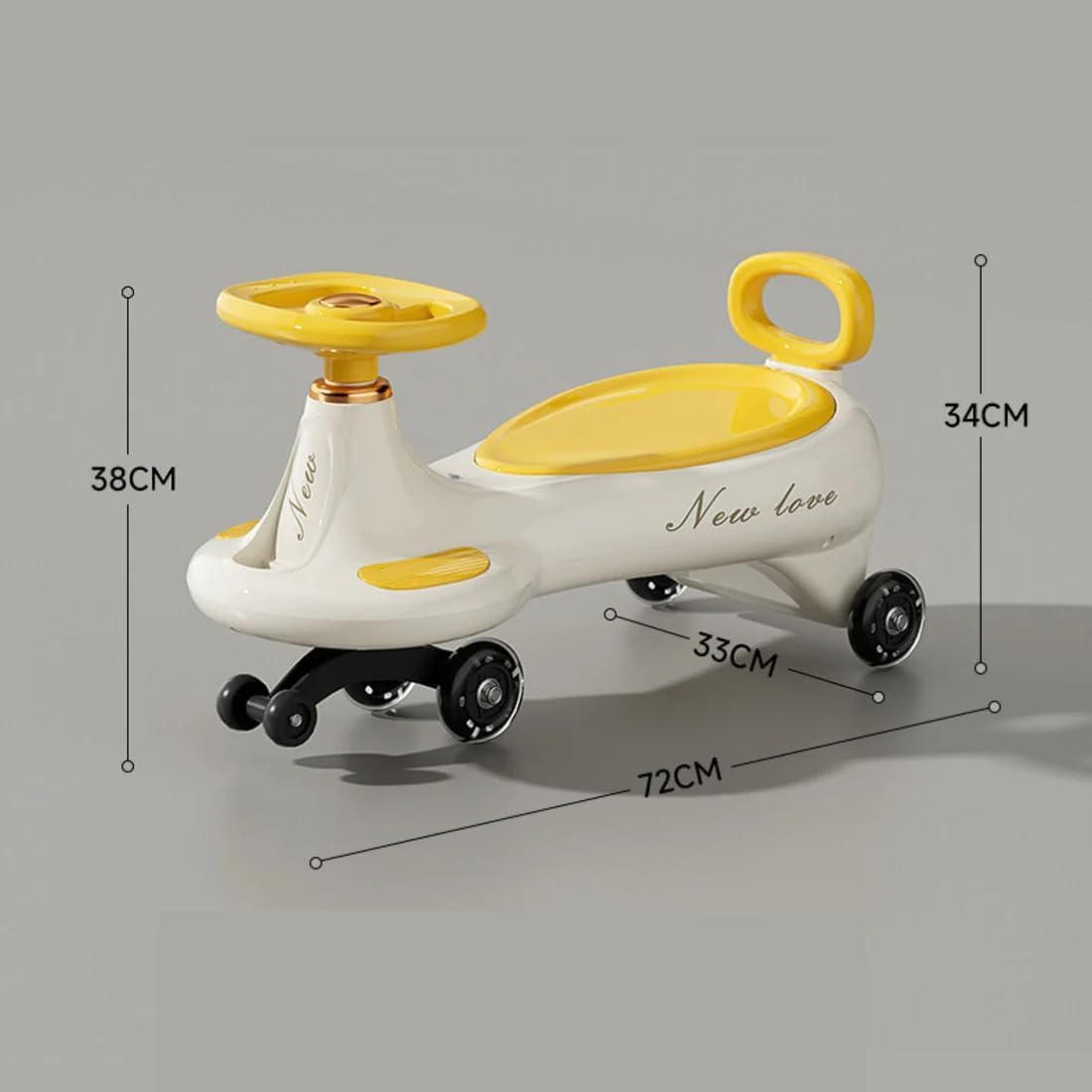 Daji Swing Car with Light & Music, Bluetooth Connect for 3+ Years Kids, PU Wheels & 360° Steering, Push Ride on Baby Car, for Kids Age 3+(Multi Color) 1