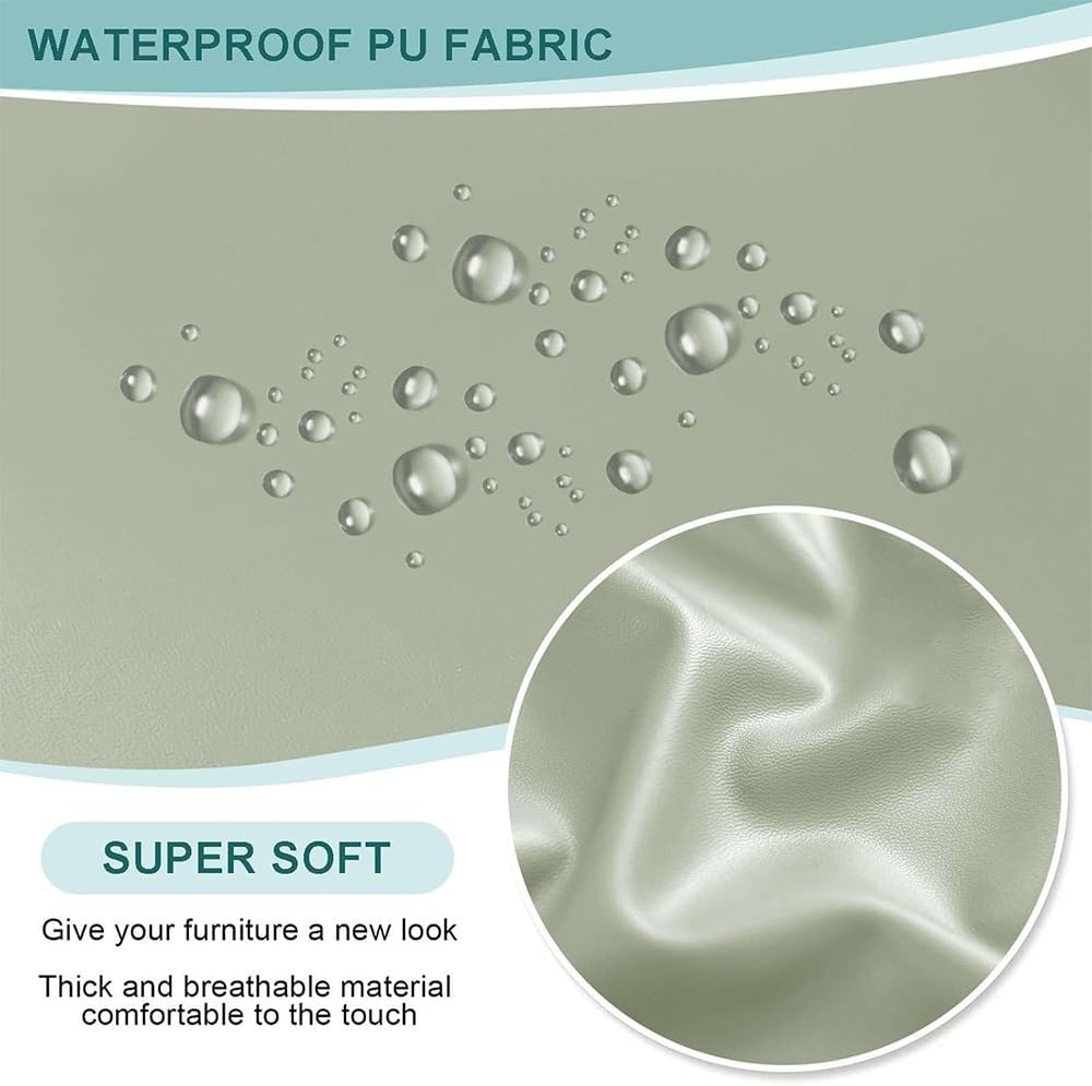 Waterproof PU Leather Seat Covers for Dining Chairs, 2/4/6 Pack Stretch Dining Room Chair Seat Covers, Kitchen Chair Seat Covers Protectors(Green,6pcs)