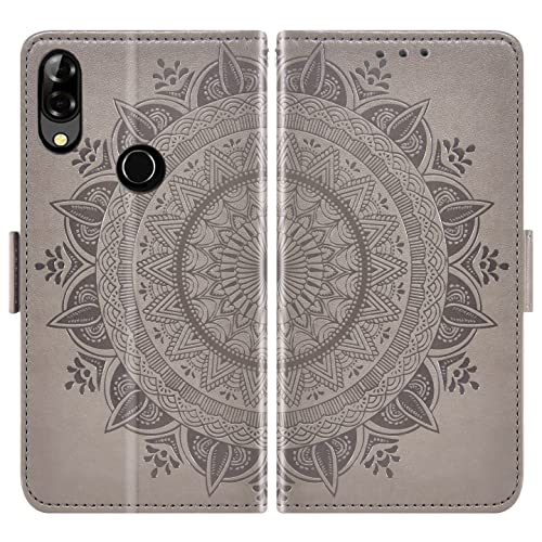 Asuwish Compatible With Cubot X19 Wallet Case And Tempered Glass Screen Protector Credit Card Holder Flip Purse Accessories Wrist Strap Stand Folio Lanyard Cell Phone Cover For X 19 Women Men Grey #TOP4