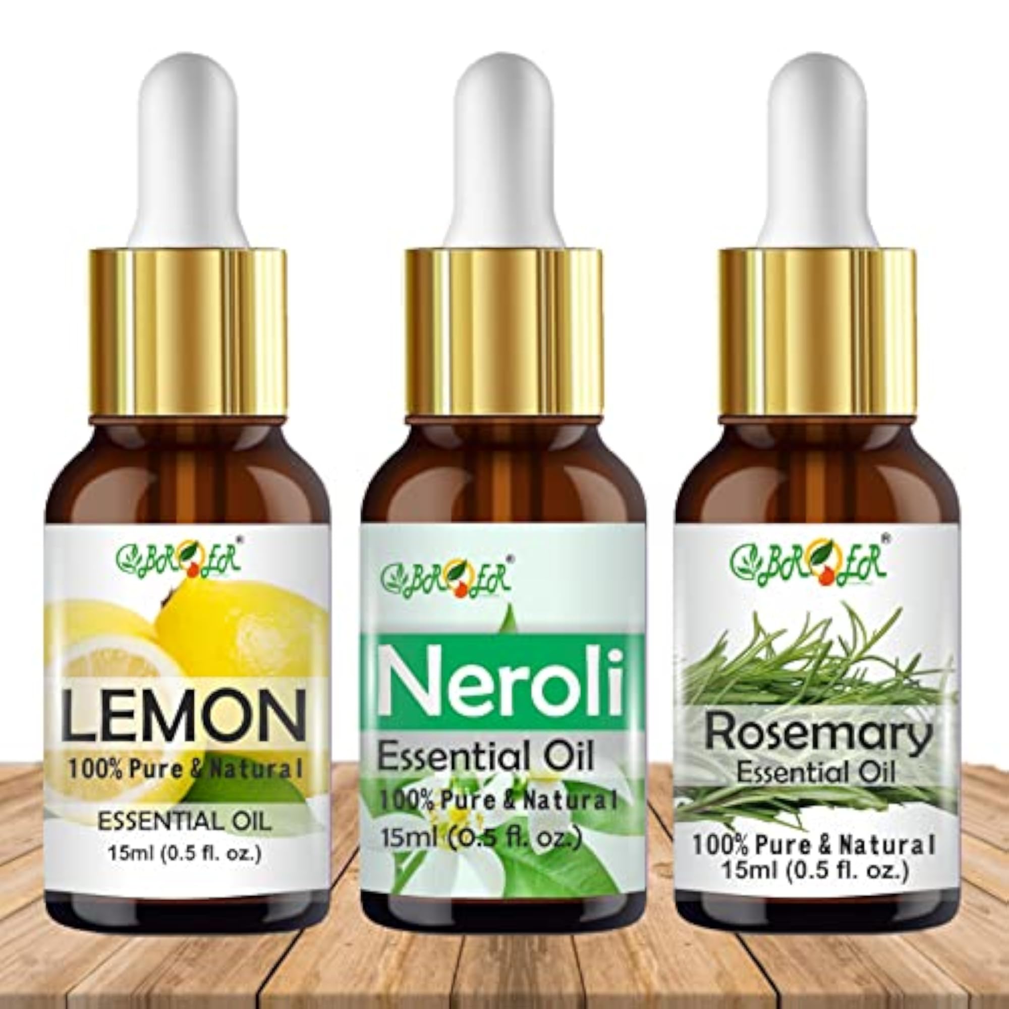 Neroli, Rosemary & Lemon Essential Oil Combo Set 15ml Each