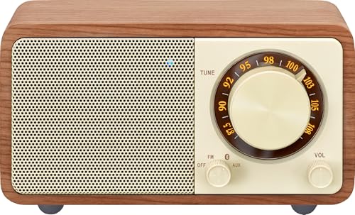SANGEAN WR 7 Plus (2ª generación)   Radio retro compacta con altavoz Bluetooth, recepción FM, batería integrada, diseño portátil y carcasa de madera auténtica, cereza natural