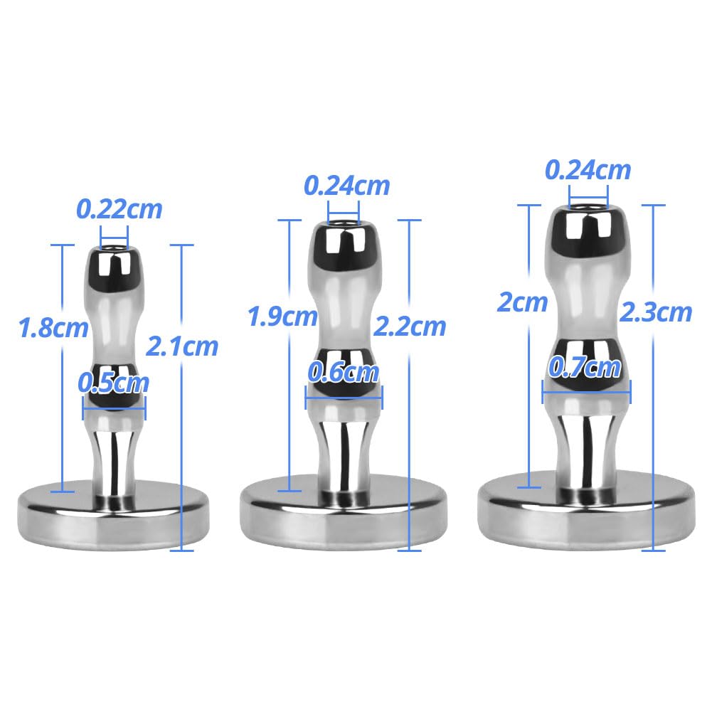 Set di Dilatatori Uretrali in Acciaio Inox, Dilatatore Uretrale con Base Sicura, Plug Penieno in Metallo, Giocattolo Sessuale per Masturbazione SM per Uomini (3pcs(0.5+0.6+0.7cm))