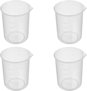 Bettomshin 5Pcs 300ml Metric Straight Shape Plastic Graduated Beaker, Lab Beakers Liquid Measuring Cups Multipurpose Mixing Cups Transparent for Lab, Kitchen, Milk, Juice