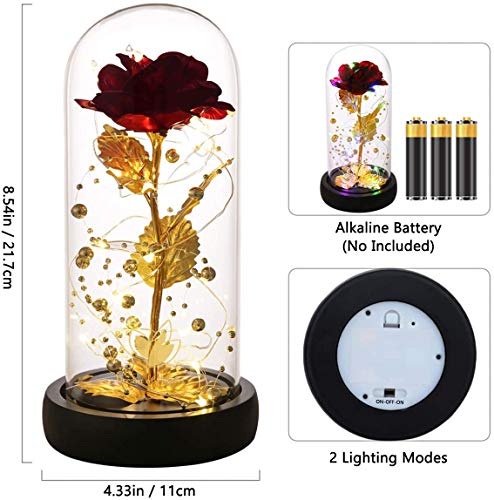 Mom Gifts For Mothers Day Rose Flower Gifts For Women,Mother Day Mom Gifts From Daughter Son, Birthday Gift For Women, Red Rose Flower Gift For Her, Anniversary,Wedding,Light Up Rose In Glass Dome #TOP5