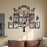 Art Street Family Tree Wall Photo Frame Set Pack of 11 with 9 MDF Cutouts for Home Decoration | Wall Photo Frame Collage for Living Room Bedroom | 5x5, 5x7, 8x12 Inch