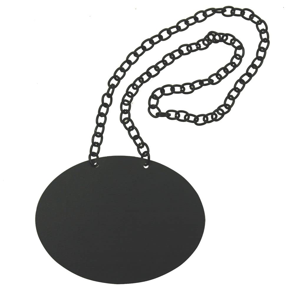 Tablecraft Black Hanging Chalkboard Sign For Drink Dispensers - Board Necklace Label For Beverage Service