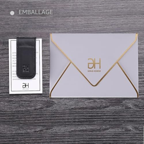 GH Gold Horse Clip magnétique Fin pour Argent, Porte-Cartes en Cuir véritable pour Homme, Noir, M, Fin – vue 7