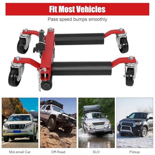 MERXENG 2PCS Car Wheel Dolly, 1500LBS Capacity Hydraulic Trailer Dolly with Foot Pedal for Vehicle Positioning for Cars Boats Motorcycles