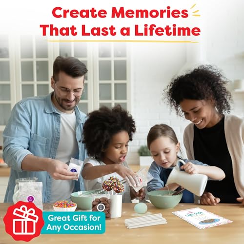 Baketivity Kids Baking Set, Meal Cooking Party Supply Kit for Teens, Real Fun Little Junior Chef Essential Kitchen Lessons, Includes Pre-Measured Ingredients, Delicious Cake Pops