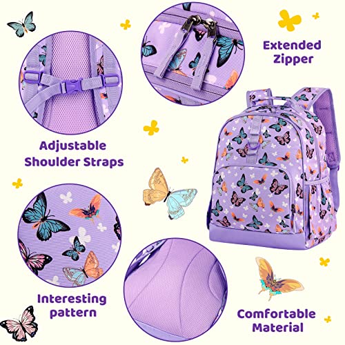Choco Mocha Butterfly Backpack For Girls Kindergarten Backpack For Girls Preschool Backpack For Kids Backpacks For Girls 15 Inch Backpack Girls Butterfly Bookbag School Bag 3-5 With Chest Strap Purple #TOP4