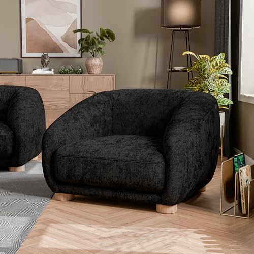 Sillón moderno con espuma y brazos inclinados negro miniatura 1