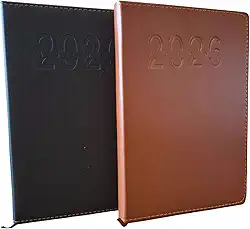 Agenda Planner 2026 Executiva Anual Semanal Costurada 14x21cm 336 Páginas 1 Página por Dia Capa Preta ou Marrom Profissional e Elegante (Marrom)