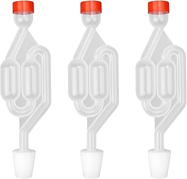 3 Tappi Airlock + 4 Tappi In Gomma Forati Per Fermentazione: Per Vino, Crauti, Kimchi E Birra – Diametro Foro 8 Mm