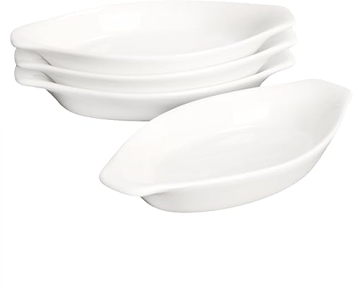 Miniatura 9 de Juego de 4 platos ovalados para hornear gratinados, de porcelana, aptos para horno, lasaña, utensilios de cerámica ideales para cacerola de crema