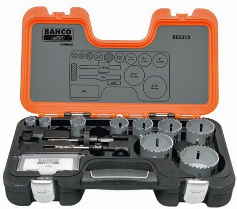 Bahco 863307 Juego de sierras perforadas con punta de carburo de 7 piezas