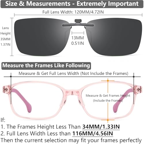 CAXMAN Kids Junior Clip On Sunglasses Polarized for Prescription Glasses Non Flip Up2