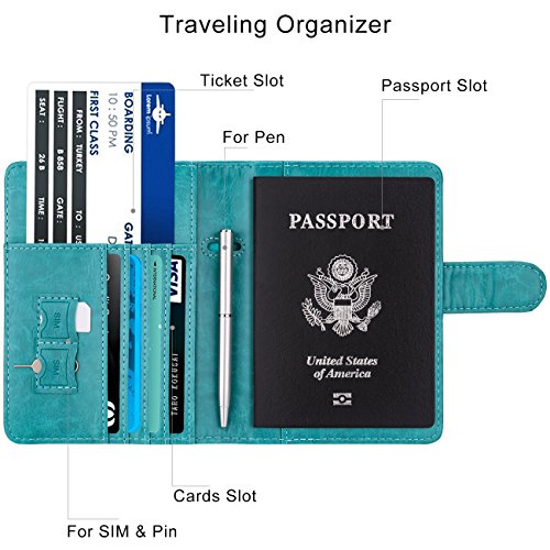 Walnew Passport Holder Cover Case Rfid Passport Travel Wallet, Blue #TOP3