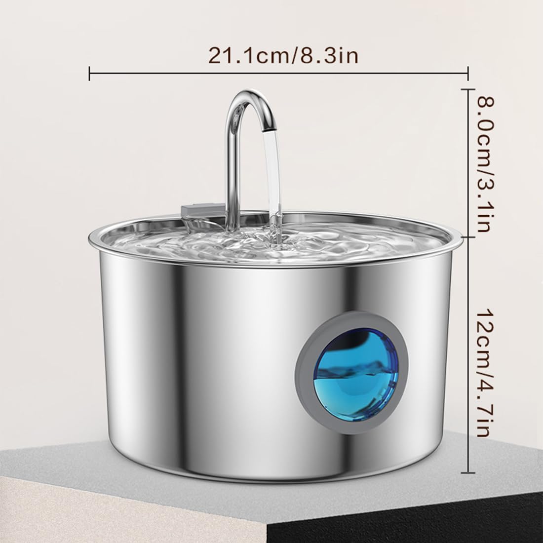 Fuente de agua para gatos, nueva fuente de agua de acero inoxidable 2026, fuente ultra silenciosa para gatos con 2 filtros, 3.2/7 L (108/244 onzas), fuentes de agua esenciales para gatos, perros (8