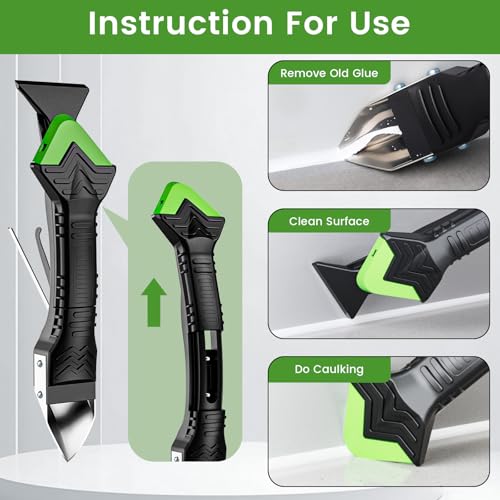 Professional Caulk Gun Kit with Caulk Remover & Silicone Sealant - 5 in 1 Caulking Tool Set for Caulking Removal, Includes Caulking Gun Tool, Silicone Scraper - Image 5