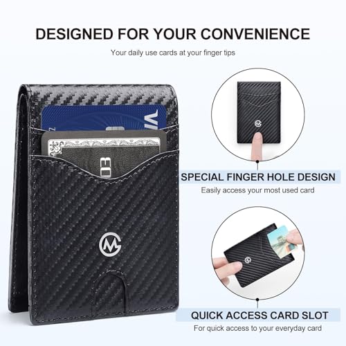 Wallet for Men - Slim Leather Bifold Wallets with Money Clip Credit Card Holder Slots Small Thin Men's Minimalist Wallet-Front Pocket Wallet for Men & Women, Black Woven, Medium Size3