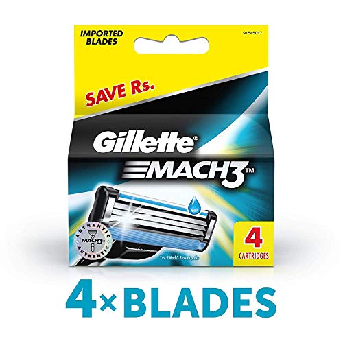 Image of Gillette Mach3 Razor Combo - 1 Count, 4 Manual Shaving Blades, and Sensitive Skin Shave Foam 418g
