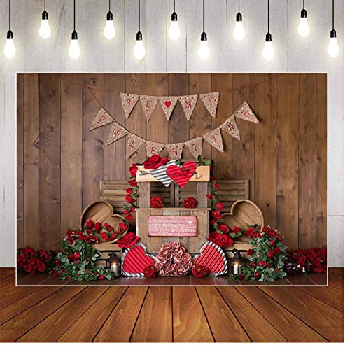 Valentinstag Fotografie Hintergrund Hochzeit Rote Rosen Blumen Holz Textur Baby Hintergrund Foto Studio Requisiten Vinyl… – Bild 3
