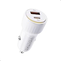 VOLTME USB C Accendisigari 48W 2 in 1 Bianco, Caricabatterie Auto Accendisigari Auto 48W, Caricatore Rapido USB C PD, QC Presa Accendisigari Compatibile con telefono, tablet, Pixel, Samsung S22, S23