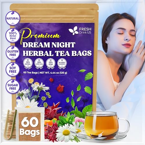 Image of Refreshing Mint Herbal 60 Tea Bags - Special Blend Of Spearmint and Peppermint with Chamomile, and Top Herbal Ingredients for Digestive Comfort & Relaxation, Caffeine-Free, Naturally Sweet, Non GMO