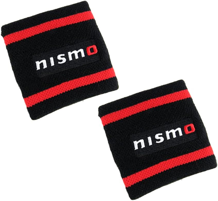 JDM Universal Brake Fluid Oil Reservoir Tank Cover Socks for Motorcycles, Sportbikes, Bikes, Compatible with Honda Mitsubishi Project MU Mugen JDM Brake Reservoir Cover 2PCS (NIS-RBK)