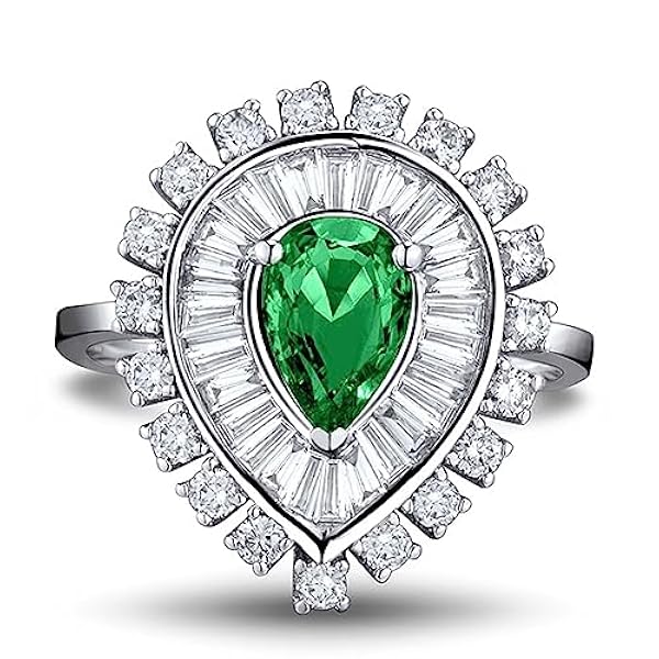 Dsnyu Diamond Eternity Bands voor vrouwen, belofte ring voor haar witgouden peervorm smaragd diamanten sieraden