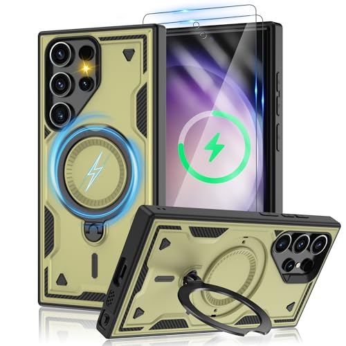 Gritup for Samsung Galaxy-S23-Ultra-Case with Magsafe & [HD Screen Protector×2], 360°Metal Rotated Kickstand,Military Grade Shockproof Protective for Galaxy S23 Ultra Case,Green by Gritup - Used condition - US$9.74