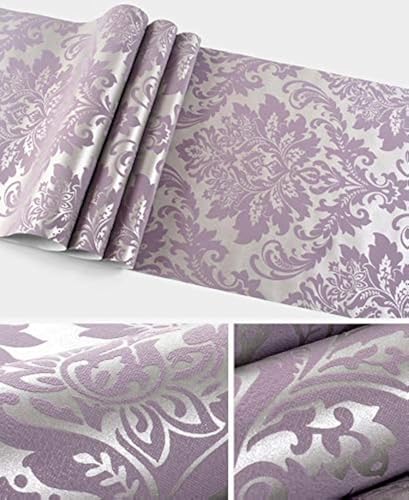 Prior.choice Rouleau de papier peint non tissé texturé en relief pour chambre à coucher, salon, 6 couleurs, 9,5 x 0,53 m (l x L) = 5,035 m² (violet)