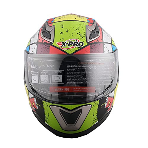 X-Pro Helmet Motorcycle Full Face Helmet! Adult Helmets, Street Bike Helmet, Dot Approved (Multicolor, Large) #TOP2