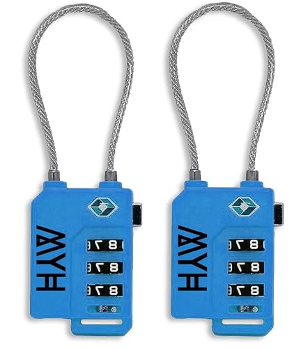 Azk Blue Myh Combination Padlocks – Small Suitcase Locks For Travel, Gym Locker Padlocks, Luggage Locks For Suitcases, Coded Padlock With Code For Lockers & More (2X Combination Lock)