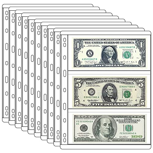 Pages de collection de pièces de monnaie haute transparence avec 9 trous standard lot de 10