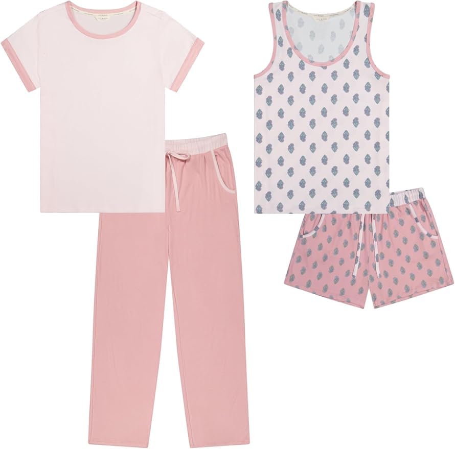 Image of Lucky Brand Women's Pajama Set - 4 Piece Sleep Shirt, Tank Top, Pajama Pants, Lounge Shorts (S-XL)