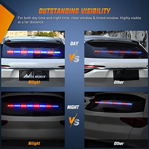 Image of Nilight 35 Inch LED Traffic Advisor Emergency Strobe Light Bar,Blue Red | 32 LED, 21 flash patterns, directional warning Light with cigarette lighter plug for truck construction and service vehicle