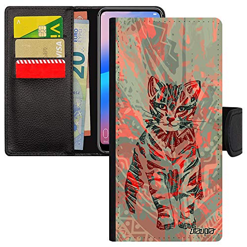 Coque Samsung A31 Rabat Portefeuille Chat Tribal Rouge Protection Antichoc Galaxy SM-A315F