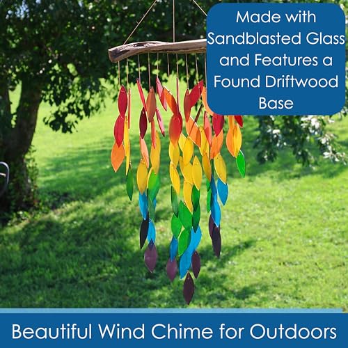Blue Handworks Deluxe Waterfall & Driftwood Chime, Sandblasted Glass and Found Wood Handcrafted Wind Chime - Image 4