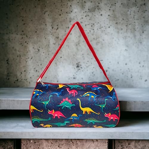 ANNACREATIONS Fancy Cute Dinosaur Duffel Bag Travel Gym Sports Gymnastics Dance Classes for Girls Pack of 1 Pc (Blue) - Image 3