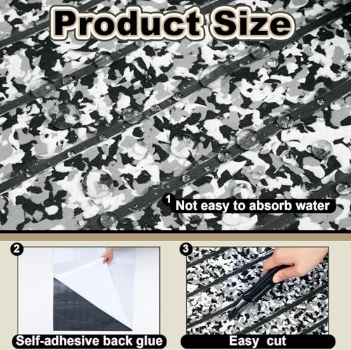 Duraaamo Boat Flooring EVA Foam 157"/ 118" x 47" Boat Decking Non Slip Marine Self Adhesive Carpet with Roller Ruler for Kayak Yacht Motorboat (Camo Snow,118" X 47",Stripes) by Duraaamo - Used condition - Image 3