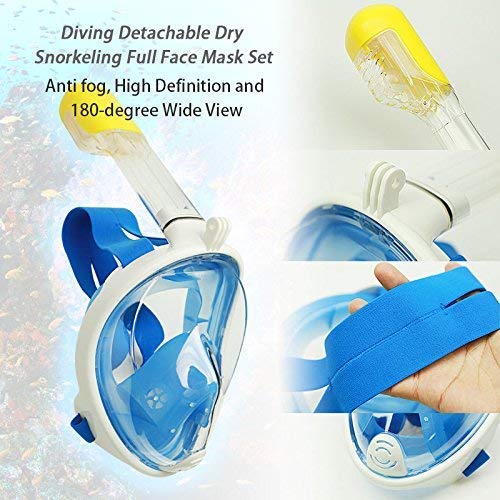 VBM Panoramic View Snorkel Mask Full Face Scuba, Dive and Swim Set for Kids Youth Adult Women Men | Easier Breath with Dry Anti-Fog Anti-Leak for Travel Beach Sea Underwater Swimming Pool(Blue,S/M) 3