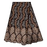 YQOINFKS Cotton Fabric Dry Lace Embroidered, Swiss Voile Lace 5 Yards, Nigerian Lace African Fabric for Sewing Craft Party (Coffee)