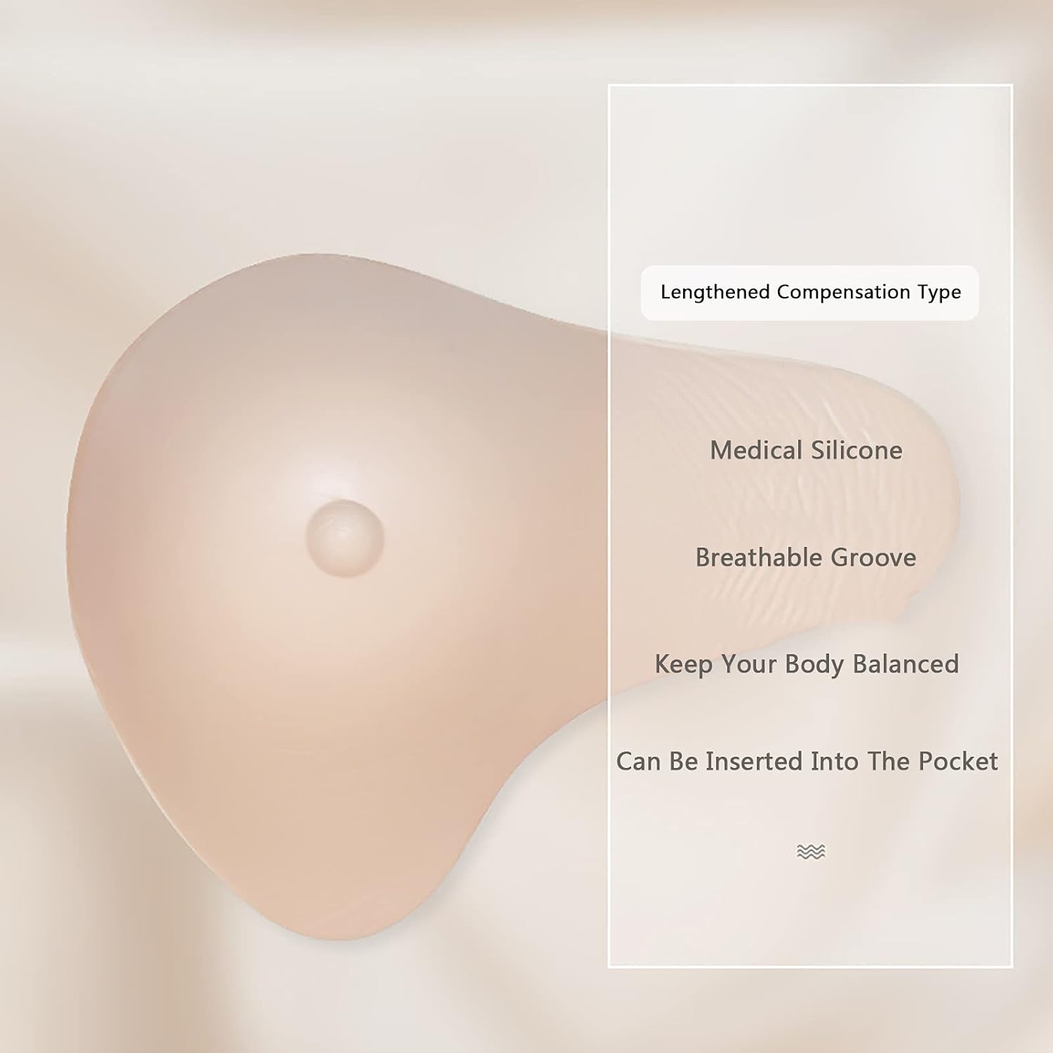 軽量乳房切除術補綴乳房インサート延長ロングテール手術乳房偽乳房術後修復シリコーン偽乳房乳首乳房 right-130g