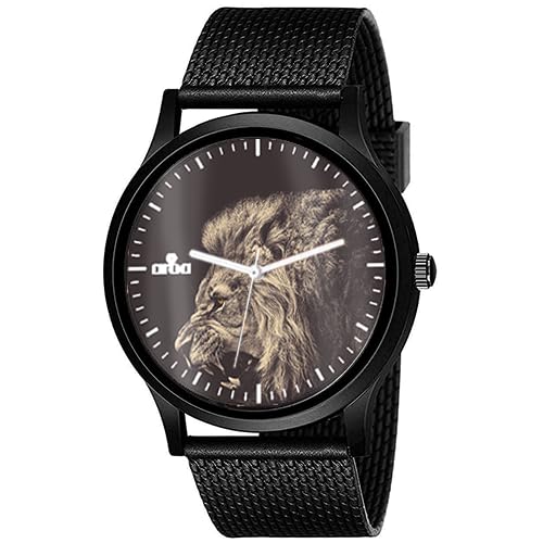 AROA Watch New Watch for Big Cat Lion Lio Model : 1025 Black Metal Type Analog Black Strap Watch Black Dial for Men Stylish Watch for Boys- (B0CJHX6M7S) Amazon Price History, Amazon Price Tracker