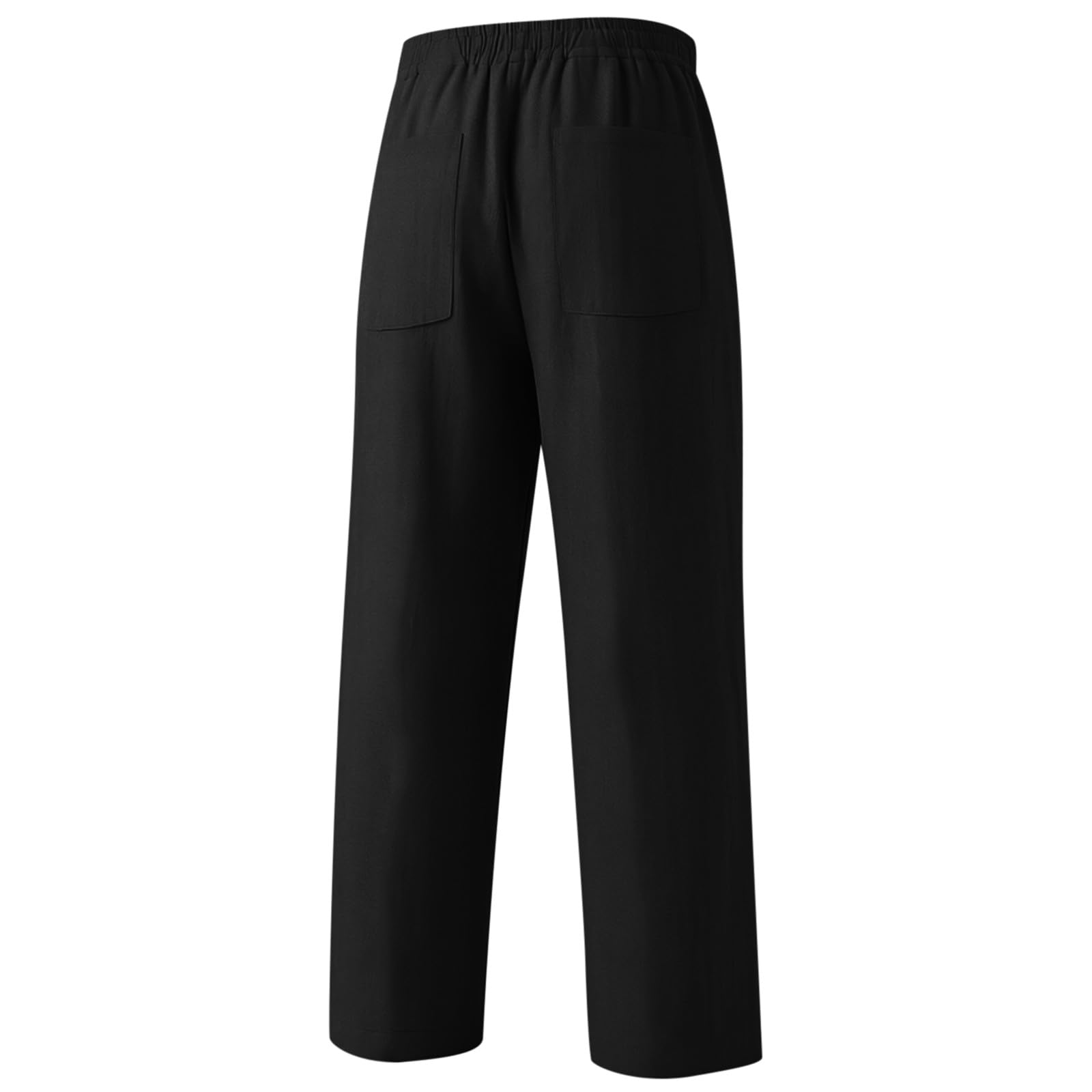 Générique Pantalon long en coton et lin à jambes larges pour filles - Pantalon long ample et fluide - Taille élastique - Avec poches - Tendance - Pour la plage - Décontracté